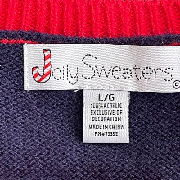 Jolly Sweaters Happy Hunting Santa Claus Ugly Christmas Sweater Size Large - Picture 4 of 5